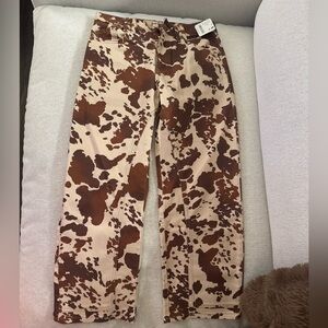 Free People Cow Print Jeans HEMMED